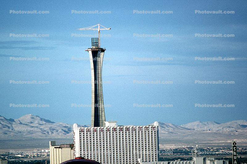 Construction of the Stratosphere Hotel, Tower Crane, Casino, building
