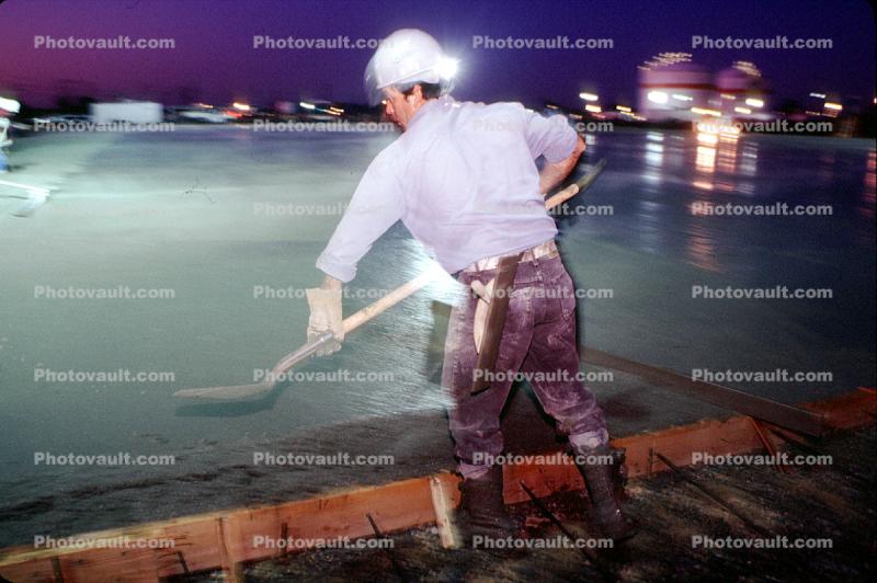early morning pouring cement for a large floor, Twilight, Dusk, Dawn