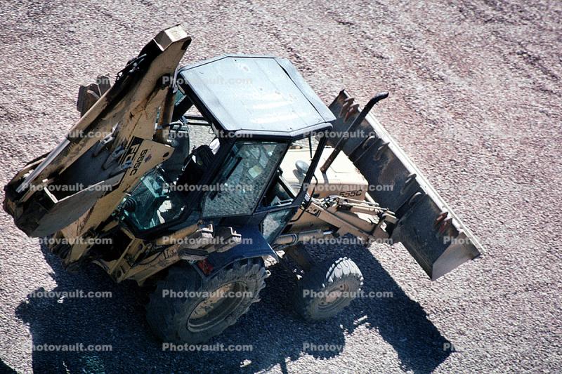 Ford 555C backhoe loader tractor, wheeled shovel, Building Mile High Stadium, Earthmoving, Earthmover, Digger