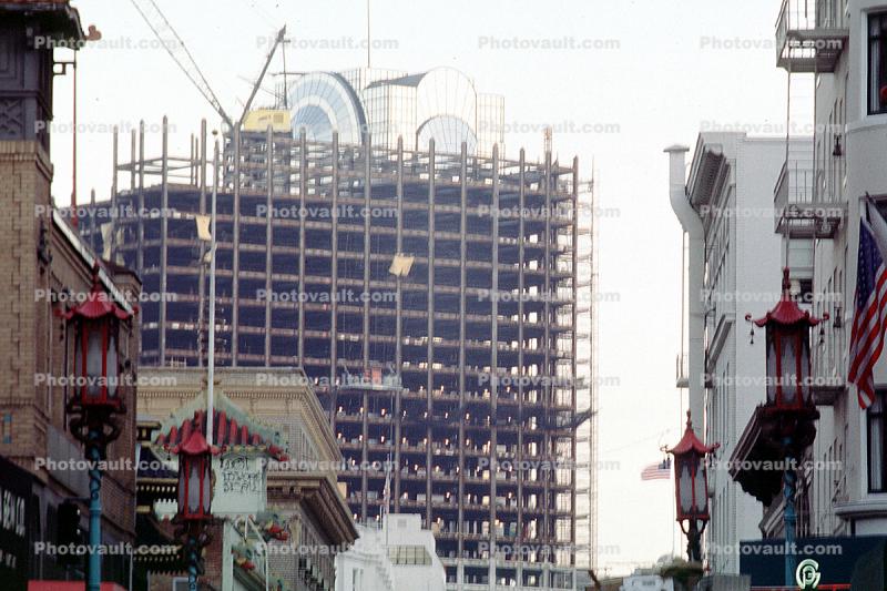 Steel Frames, building the Marriott Hotel, Yerba Buena Gardens