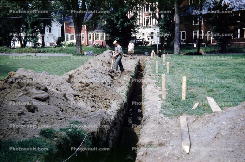 Digging a Ditch, Sewer, Pipe, 1958, 1950s