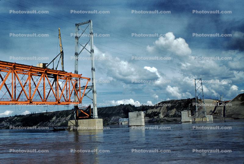 new Peace River Bridge, Mile 35, July 1959, 1950s