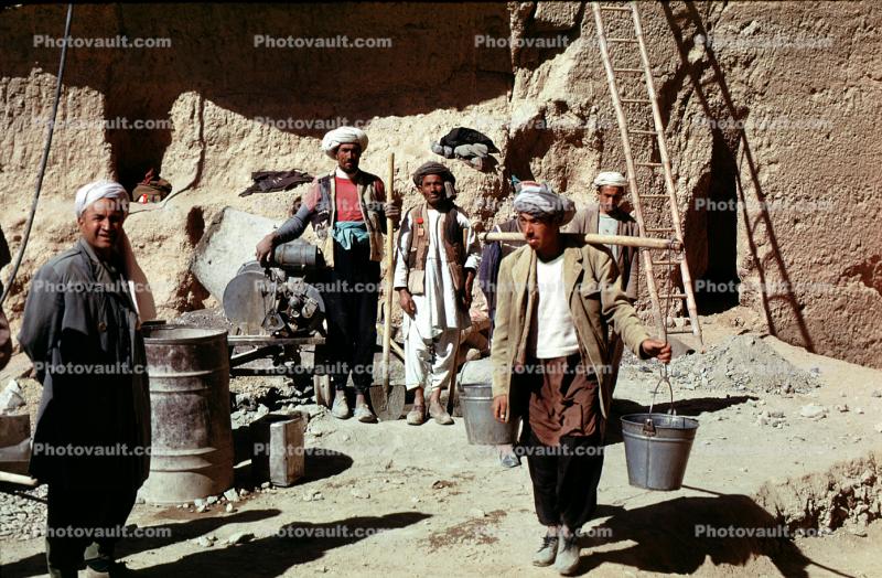 Men, water pails, buckets, Afghanistan