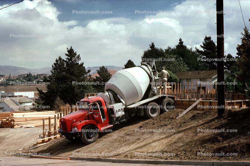 Cement Mixer, concrete pour, 1950s