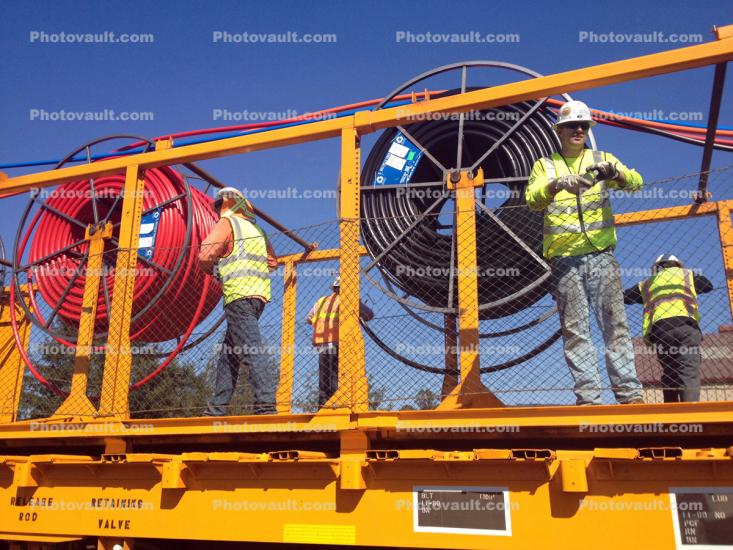 Rolls of Fiber Optic Cables, Laying down Fiber Optic Cables, 2014, Construction for the new SMART train
