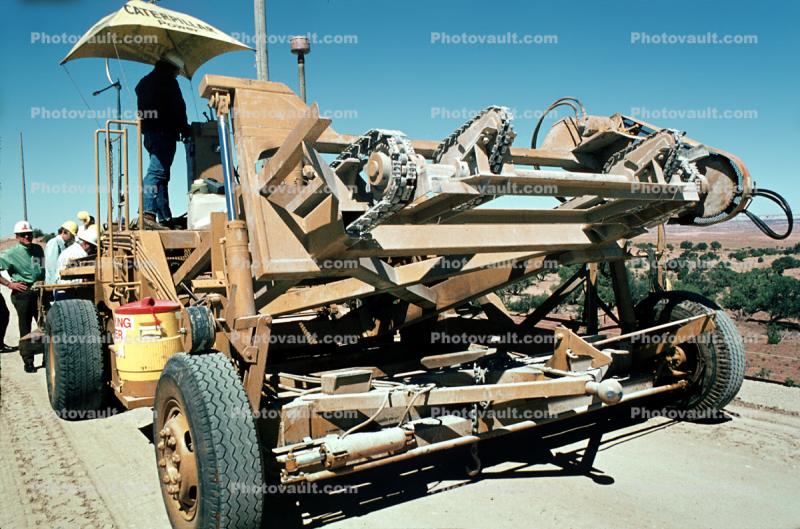 Laying down Concrete Ties, Foundation, Caterpillar Machine, July 1972, 1970s