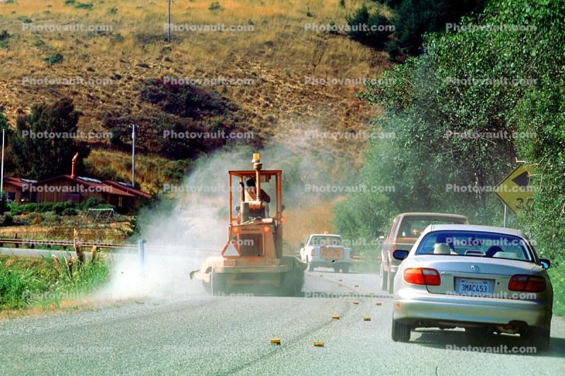 Road Sweeper, dust, roadside