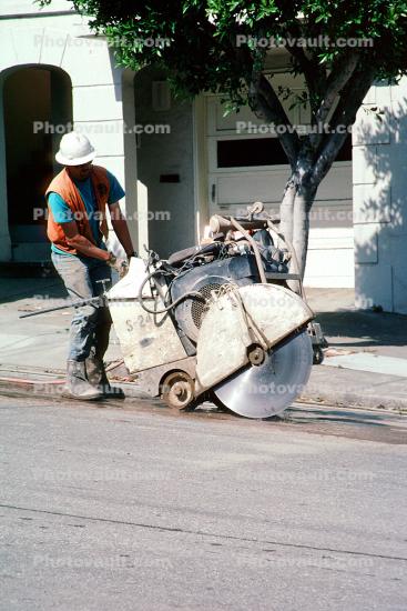 Concrete Cutter, Installing Fiber Optic Cable, Intersection of 17th street and Mississippi streets, Potrero Hill