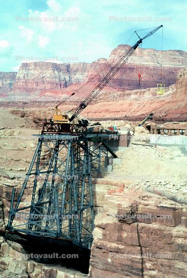 Giant Crawler Crane, Bridge Construction, Navajo Bridge Construction, Colorado River, Cantilever Truss, Vermillion Cliffs National Monument