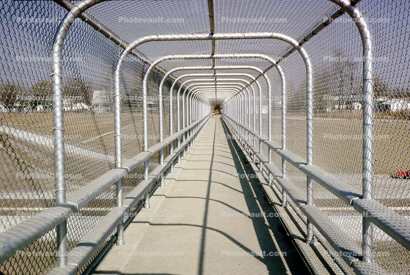 fenced in, pedestrian bridge, infinty, October 1964, 1960s
