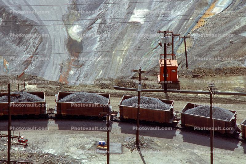 Ore Hopper rail cars, Bingham Canyon Mine, Utah, diesel