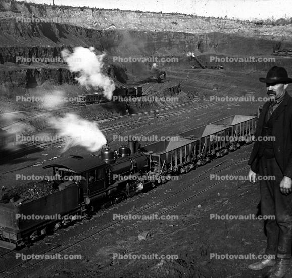 Open Pit, Coal, Train, 1890's