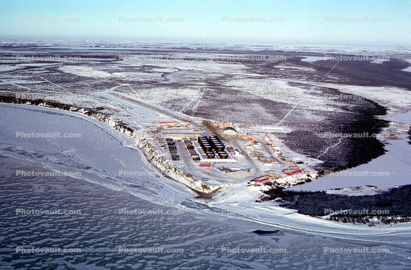 Oil Storage Tanks, Airport, Runway, Landing Strip, Prudhoe Bay