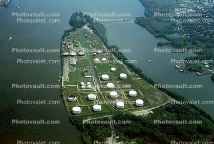 Oil Storage Tanks near Philadelphia, Delaware River, Petty Island, New Jersey