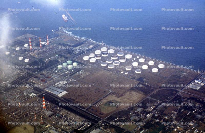 Refinery, Oil Storage Holding Tanks, near Narita, Japan