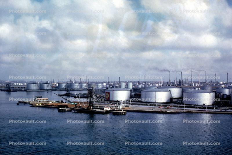 Storage Holding Tanks, Refinery, Pier, Docks, Curacao, Lesser Antilles, Willemstad