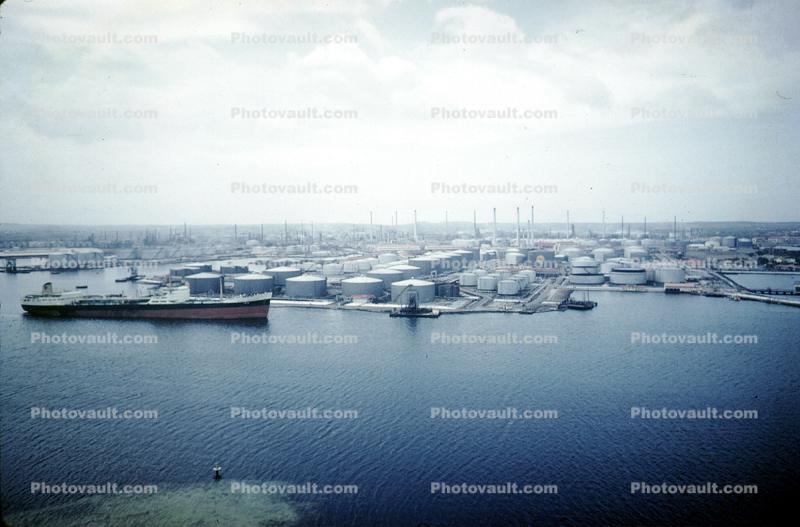 Harbor, Docks, Oil Storage Tanks, Refinery, Willemstad, Curacao, Lesser Antilles, 1962, 1960s