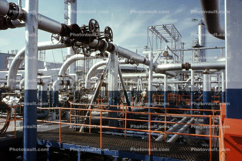 Control Siphons, Refinery, Oleum, California, 1956, 1950s