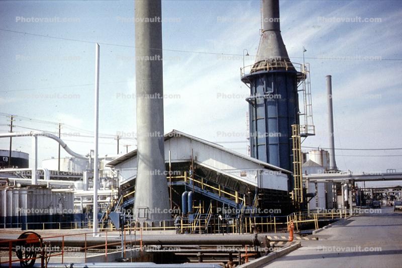 Refinery, Fire building for distribution of Oil, Oleum, California, 1956, 1950s