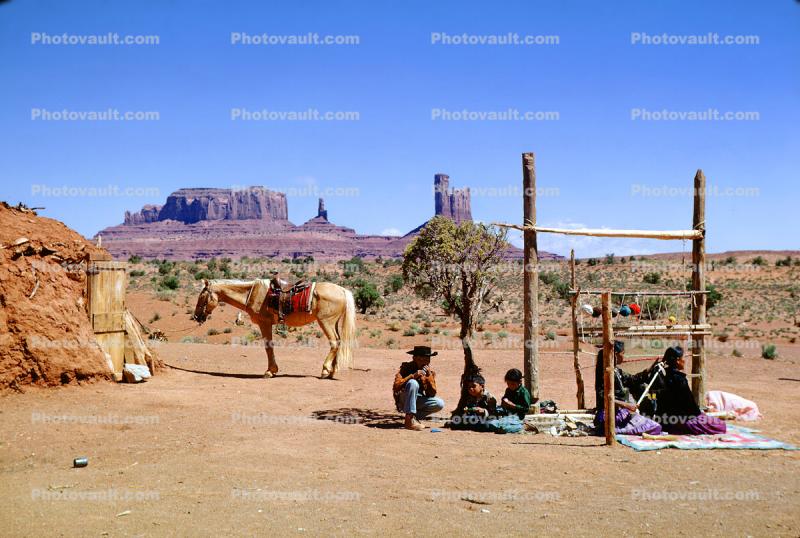 Navajo Woman Weaver, Rug, Horse, Loom