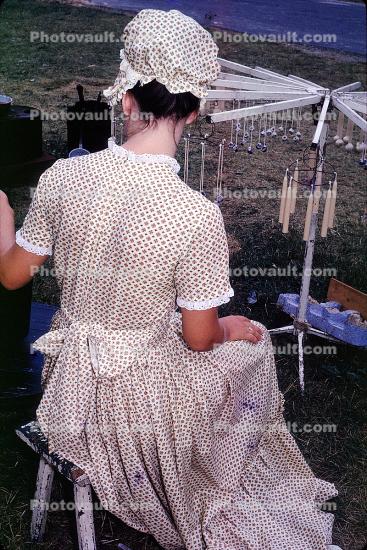 Colonial Woman, Spinning, Thread