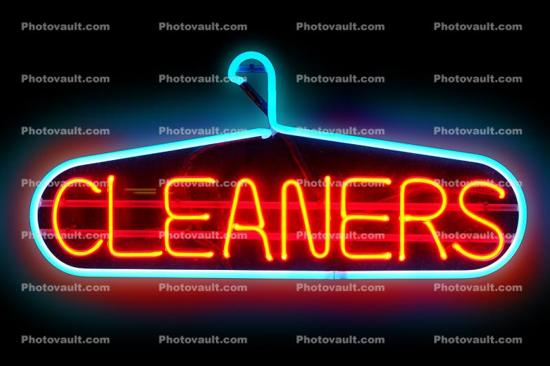 Cleaners, Coat Hanger, Neon Light, store