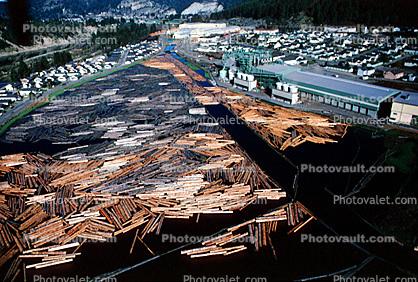 Log Rafts, warehouse buildings, Lumber Mill, Humboldt County