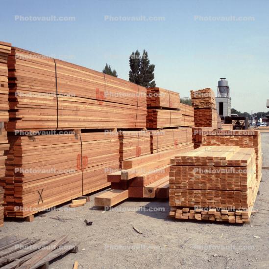 Stacks of Wood Slats at a Lumber Mill, ready for shipping