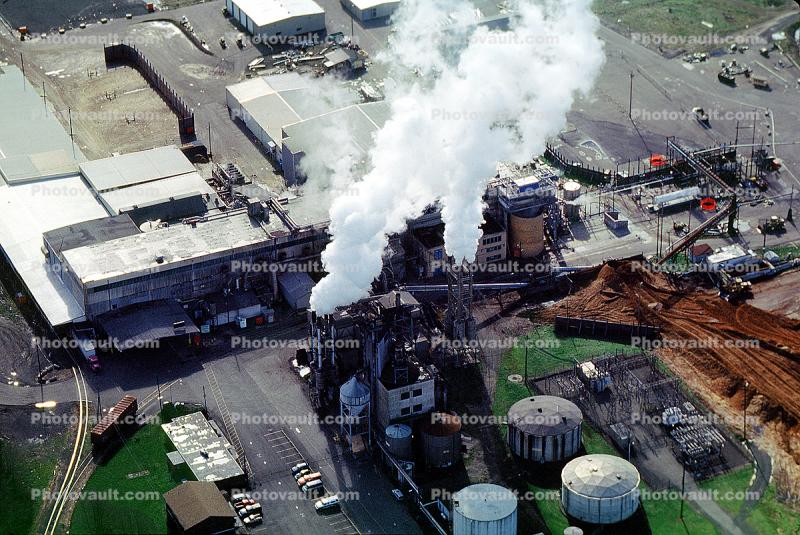 Coos Bay, Smokey Lumber Mill, smoke, air pollution, soot, buildings