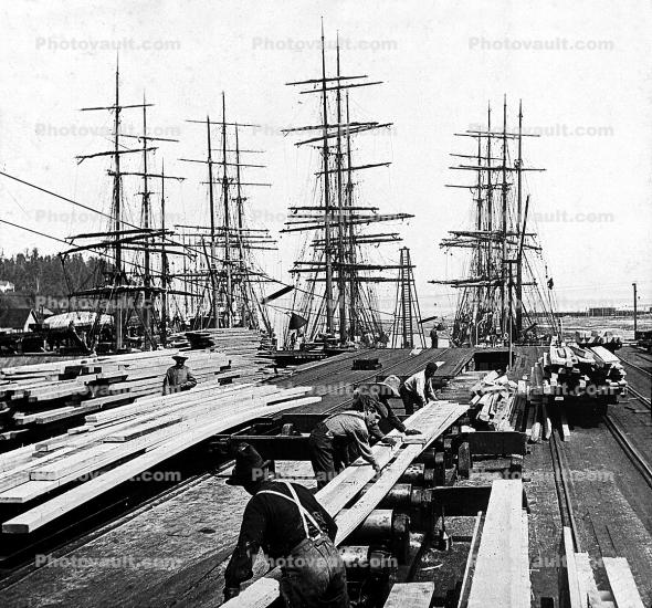Docks, Lumber, Ships, 1890's