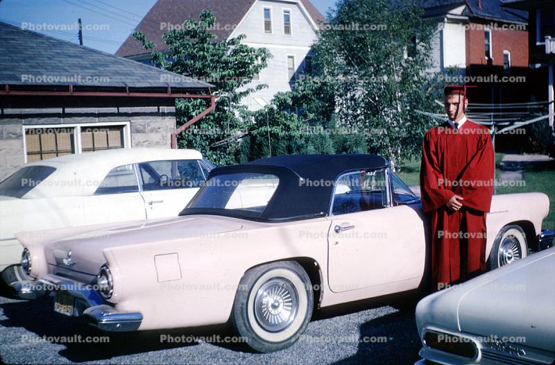 Thunderbird, Convertible, Cabriolet, Car, Graduation, Boy, Man, Women, Nurse, 1960s