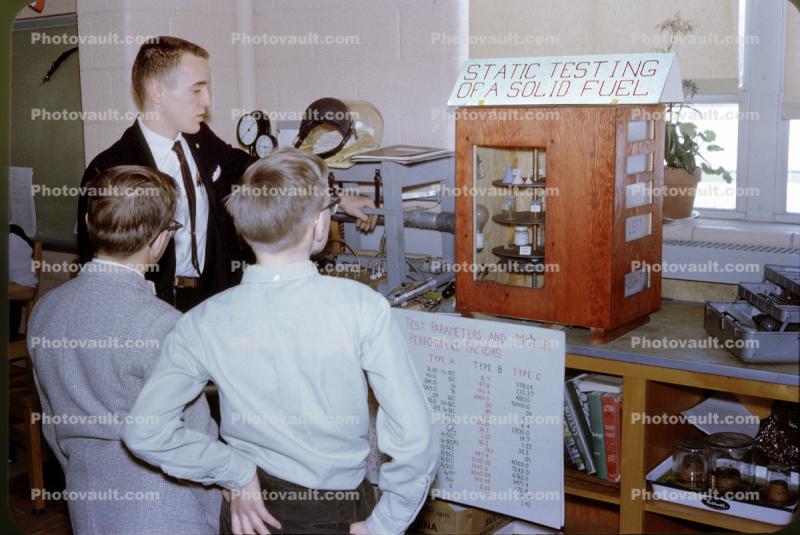 Static Testing of a Solid  Fuel, Science Fair Spring, May 1962, Crestwood, Portage County Ohio, 1960s