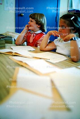classroom, student, Girl, Writing, test, studious