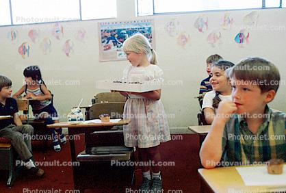 Children Eating Lunch, classroom, desk, Student