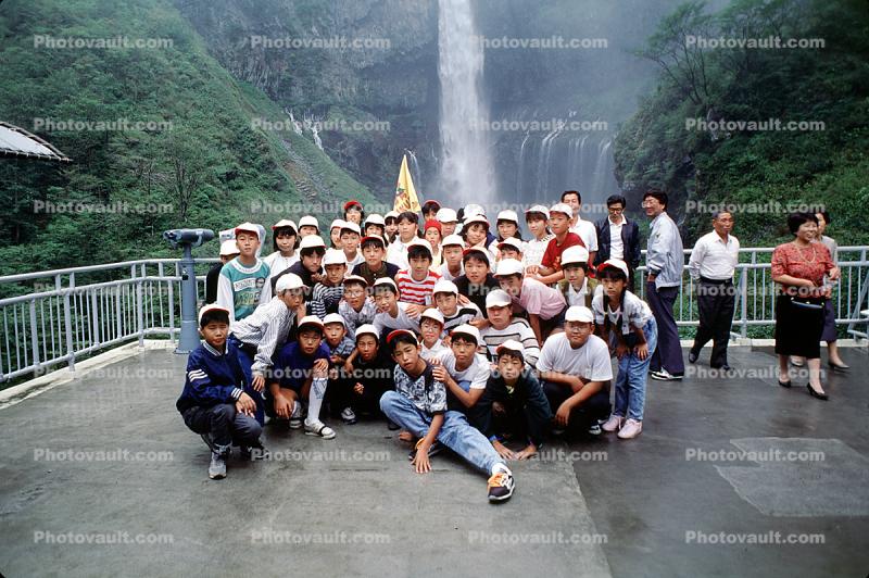 Schoolkids, Boys, Schoolboys, Waterfall, Nikko Japan