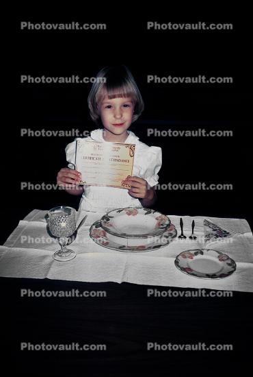 certificate, table setting