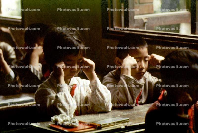 Classroom, Schoolroom, China, 1973, 1970s