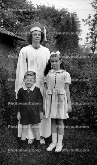 Girl in Uniform, Sister, Brother, Siblings, 1940s