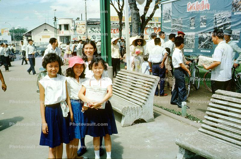 Schoolgirls, Uniform, Girls, Female, Bangkok, 1962, 1960s