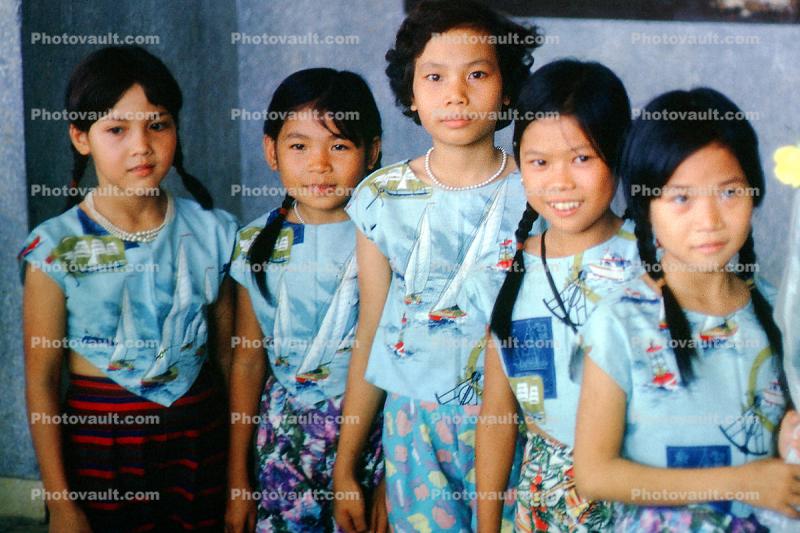 Girls, Costume, Thailand, Schoolgirls, Smiles