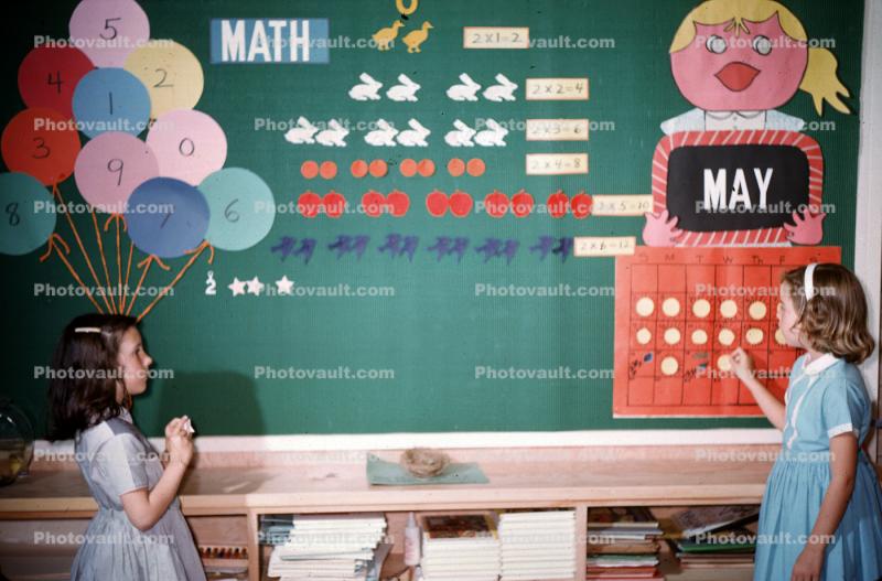 Math, balloons, Classroom, 1960s