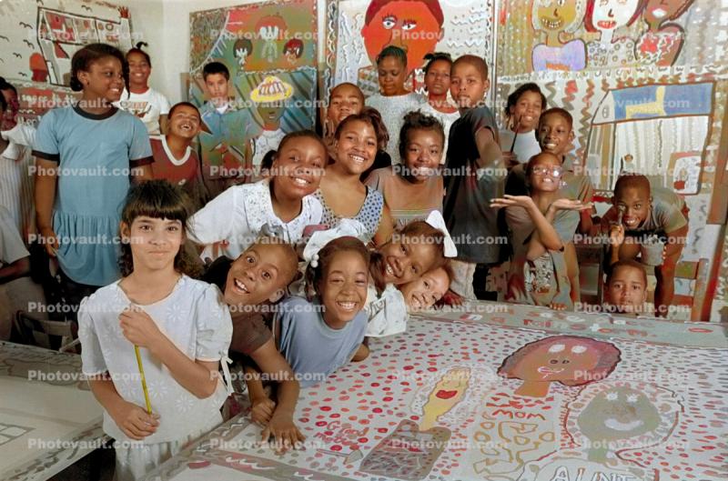 Smiling School Children in a Classroom, Boys, Girls