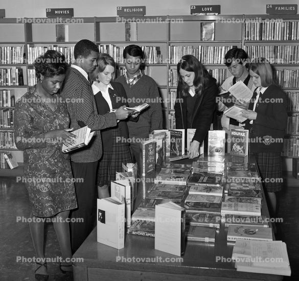 Library, Books, Women, Men, Boys, Girls, 1960s