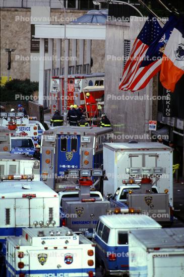 Police, Flags, Emergency Vehicles, 1993 World Trade Center bombing, February 26, 1993