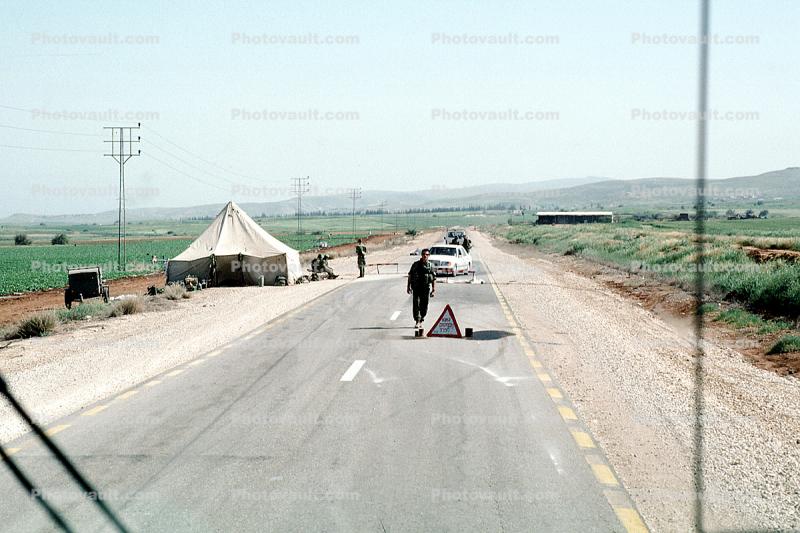 Highway-90 along the Israel Jordan border in the West Bank, Checkpoint, IDF, Israeli Defense Force