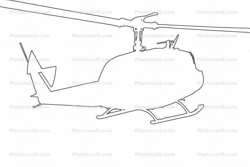 Bell UH-1 outline, line drawing