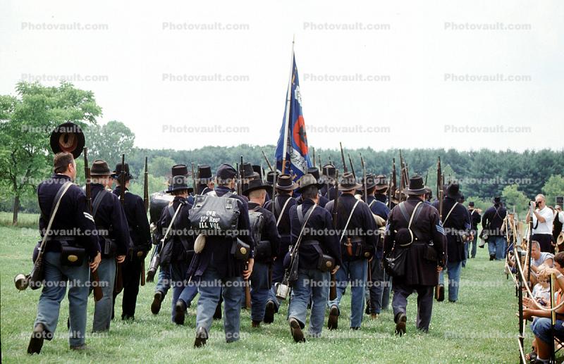 rifles, marching soldiers, infantry, Civil War, Blue Coats