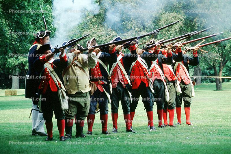Revolutionary War, combat, battlefield, troops, uniforms, americana, soldiers, colonial, firearm, shooting, smoke, American Revolution, History, Historical, British Army, War of Independence, Infantry, soldiers, musket, gun, firepower