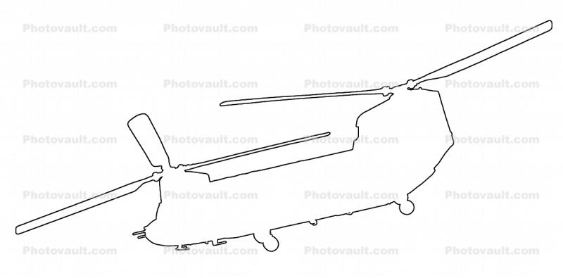 Boeing-Vertol CH-47 outline, line drawing