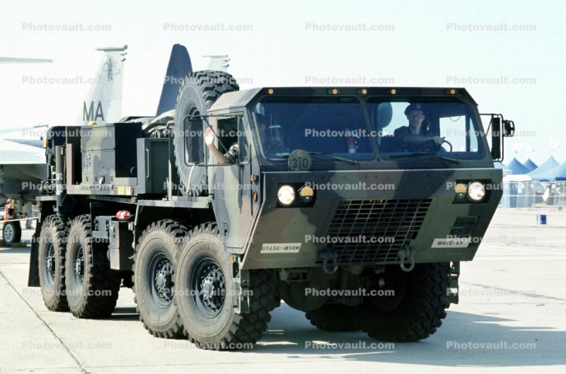 M-977 HEMT Tactical Truck head-on, Heavy Expanded Mobility Tactical Truck